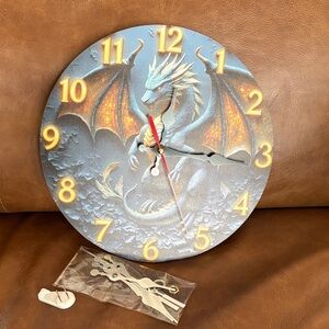 Dragon Wall Clock with Gold and Blue Accents
